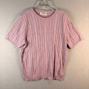 Vintage Alfred Dunner Mauve Cable Knit Short Sleeve Sweater Top Made in USA Size